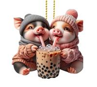 Breloque en Acrylique 2D pour rétroviseur de Voiture, décoration de Voiture en Forme de Cochon - Pendentif balançoire esthétique pour intérieur, Porte-clés, Mur, rétroviseur, fenêtre, Sac