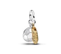 Breloque en argent 925 avec motif chaussure de football dorée - Compatible avec les bracelets Pandora, Trollbeads, Chamilia, Biagi et de nombreux autres bracelets européens.