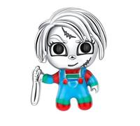 Breloque en argent 925 avec motif poupée Chucky compatible avec les bracelets Pandora, Trollbeads, Chamilia, Biagi et beaucoup d'autres bracelets à breloques britanniques.