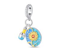 Breloque en argent 925 Vincent Van Gogh - Motif palette de tournesols - Compatible avec les bracelets Pandora, Trollbeads, Chamilia, Biagi et beaucoup d'autres bracelets à breloques britanniques.