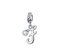 Breloque en argent sterling 925 avec initiale de l'alphabet - Cadeau pour maman - Cœur - Pendentif pour bracelet Pandora, taille unique, Argent sterling, Zircone