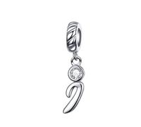 Breloque en argent sterling 925 avec initiale de l'alphabet - Cadeau pour maman - Cœur - Pendentif pour bracelet Pandora, taille unique, Argent sterling, Zircone