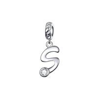 Breloque en argent sterling 925 avec initiale de l'alphabet - Cadeau pour maman - Cœur - Pendentif pour bracelet Pandora, taille unique, Argent sterling, Zircone