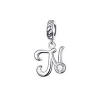 Breloque en argent sterling 925 avec initiale de l'alphabet - Cadeau pour maman - Cœur - Pendentif pour bracelet Pandora, taille unique, Argent sterling, Zircone