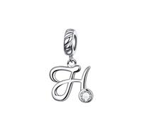 Breloque en argent sterling 925 avec initiale de l'alphabet - Cadeau pour maman - Cœur - Pendentif pour bracelet Pandora, taille unique, Argent sterling, Zircone