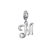 Breloque en argent sterling 925 avec initiale de l'alphabet - Cadeau pour maman - Cœur - Pendentif pour bracelet Pandora, taille unique, Argent sterling, Zircone