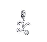 Breloque en argent sterling 925 avec initiale de l'alphabet - Cadeau pour maman - Cœur - Pendentif pour bracelet Pandora, taille unique, Argent sterling, Zircone