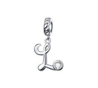 Breloque en argent sterling 925 avec initiale de l'alphabet - Cadeau pour maman - Cœur - Pendentif pour bracelet Pandora, taille unique, Argent sterling, Zircone