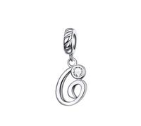 Breloque en argent sterling 925 avec initiale de l'alphabet - Cadeau pour maman - Cœur - Pendentif pour bracelet Pandora, taille unique, Argent sterling, Zircone
