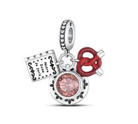 Breloque en argent sterling 925 avec inscription « Bubble Tea Coffee Cake » en forme de cœur pour voyage, vacances, sac de vacances - Compatible avec les bracelets Pandora Moments, Métal Argent