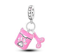 Breloque en argent sterling 925 avec inscription « I Love You » en forme de chat rose et cœur compatible avec les bracelets à breloques Pandora