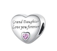 Breloque en argent sterling 925 avec inscription « Mum Mom Daughter Sister Family I Love You Forever » - Rose, Métal Argent sterling, Pas de gemme