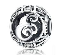 Breloque en argent sterling 925 Avec lettres porte-bonheur Pour bracelets Pandora Lettre E