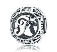 Breloque en argent sterling 925 Avec lettres porte-bonheur Pour bracelets Pandora Lettre F.