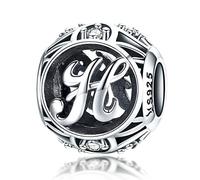 Breloque en argent sterling 925 Avec lettres porte-bonheur Pour bracelets Pandora Lettre H