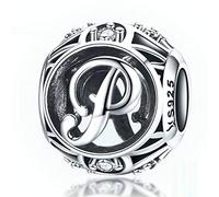 Breloque en argent sterling 925 Avec lettres porte-bonheur Pour bracelets Pandora Lettre P.