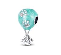 Breloque en argent sterling 925 avec pendentif en forme de cœur Hamsa - Licorne arc-en-ciel - Compatible avec les bracelets Pandora Moments, Métal Argent sterling, Pas de gemme