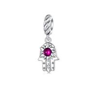 Breloque en argent sterling 925 avec pendentif main de Fatma pour bracelet et collier Pandora SCC2848, oxyde de zirconium