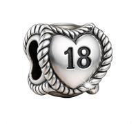 Breloque en argent sterling 925 avec triple cœur pour bracelets Pandora 18e anniversaire - Boîte cadeau Happy Birthday, One Size, Métal, Pas de pierre précieuse