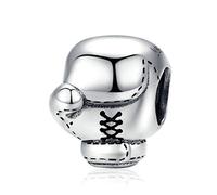 Breloque en argent sterling 925 émaillé noir pour bracelets Pandora (breloques boxe), Argent sterling
