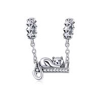 Breloque en argent sterling 925 en forme de chat pour bracelets et colliers, Émail,
