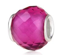 Breloque en argent sterling 925 et verre de Murano soufflé avec pierre de naissance pour bracelet Pandora (rose rouge)