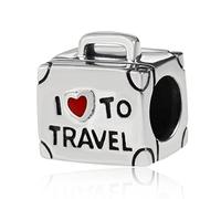Breloque en argent sterling 925 « I Love to Travel », « Love to Travel », « Love to Travel », « Love to Travel » pour bracelet à breloques Pandora