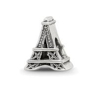 Breloque en argent sterling 925 poli oxydé avec pendentif Tour Eiffel 10,91 x 9,09 mm de large pour femme