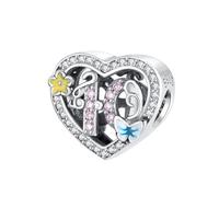 Breloque en argent sterling 925 pour 40e anniversaire 40ème anniversaire papillon fleurs anniversaire date commémorative pendentif compatible avec les bracelets à breloques Pandora Moments