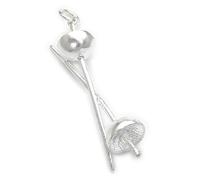 Breloque en argent sterling épées croisées .925 x 1 escrime feuilles breloques épée