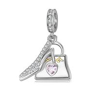 Breloque en argent sterling pour femme avec pendentif à talon haut pour sac à main Compatible avec les bracelets Pandora