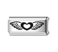 Breloque en forme d'ange pour maman, fille, papa, famille, nouveau-né, long, double taille, largeur 9 mm, lien italien compatible avec bracelet Nomination pour femme, 0, Métal, Pas de gemme