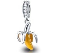 Breloque en forme de banane en argent sterling 925 et émail jaune pour bracelets Pandora et femmes, perles serpent européennes, pour bracelets, colliers, mariage/Saint-Valentin