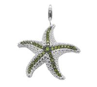 Breloque en forme de carpe koï en argent sterling 925 massif | Sirène | Tortue | Perle de coquillage de mer | Poisson rouge | Poisson truite | Fermoir mousqueton à clipser en oxyde de zirconium | Pour