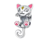 Breloque en forme de chat en argent sterling 925 pour bracelets Pandora - Cadeau pour les amoureux des animaux de compagnie - Pour femmes et filles