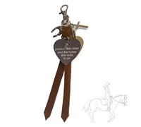 Breloque en forme de cœur avec inscription « Protect This Rider And The Horse She/He Rode In On Saddle » - Cadeau pour les amateurs de chevaux, Large, Bandes en daim, Pas de gemme