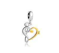 Breloque en forme de cœur avec note de musique pour bracelets Pandora I Love Singing Cadeau d'anniversaire pour fille, femme, sœur, petite-fille, Noël