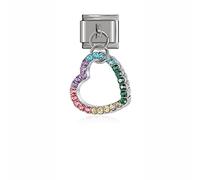 Breloque en forme de cœur avec strass colorés pour tous les bracelets classiques de 9 mm de style italien, Breloque pour Bracelet, Breloques pour Bijoux