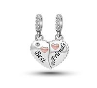 Breloque en forme de cœur divisable pour bracelets Pandora pour femme, petite-fille, grand-fille, mère, fille, fils, meilleurs amis, amitié, cadeau d'anniversaire, de Noël, taille unique, Cuivre, Pas