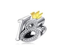 Breloque en forme de cœur en argent sterling 925 avec empreinte de pied de bébé pour bracelet Pandora (couronne or rose 18ème), Or rose Or rose S925