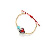 Breloque en forme de cœur en verre, corde réglable, fermoir sécurisé, accessoire de mode unisexe, breloque en alliage à la mode, perle de verre en alliage, bijoux de poignet spirituel nunisex