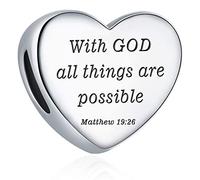 Breloque en forme de cœur pour bracelet à breloques, verset de la Bible chrétienne, prière, foi, religieux, cadeau pour femme, Émail, Zircone cubique