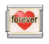 Breloque en forme de cœur pour femme, mari, maman, fille, sœur, anniversaire, famille rose, en acier inoxydable, 9 mm, compatible avec bracelet Nomination, 0, Métal, Pas de gemme