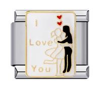 Breloque en forme de cœur pour femme, mari, maman, fille, sœur, anniversaire, famille rose, en acier inoxydable, 9 mm, compatible avec bracelet Nomination, 0, Métal, Pas de gemme