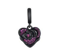 Breloque en forme de cœur rose noire en argent sterling 925 compatible avec les bracelets Pandora