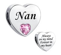 Breloque en forme de cœur rose pour bracelets Pandora Cadeau d'anniversaire pour femme Always on My Mind Forever In My Heart en acier inoxydable, taille unique, Acier inoxydable, Pas de gemme