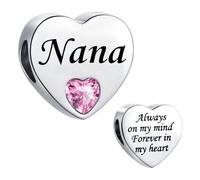 Breloque en forme de cœur rose pour bracelets Pandora Cadeau d'anniversaire pour femme Always on My Mind Forever In My Heart en acier inoxydable, taille unique, Acier inoxydable, Pas de gemme
