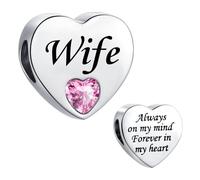 Breloque en forme de cœur rose pour bracelets Pandora Cadeau d'anniversaire pour femme Always on My Mind Forever In My Heart en acier inoxydable, taille unique, Acier inoxydable, Pas de gemme