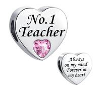 Breloque en forme de cœur rose pour bracelets Pandora Cadeau d'anniversaire pour femme Always on My Mind Forever In My Heart en acier inoxydable, taille unique, Acier inoxydable, Pas de gemme