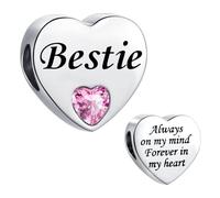 Breloque en forme de cœur rose pour bracelets Pandora Cadeau d'anniversaire pour femme Always on My Mind Forever In My Heart en acier inoxydable, taille unique, Acier inoxydable, Pas de gemme
